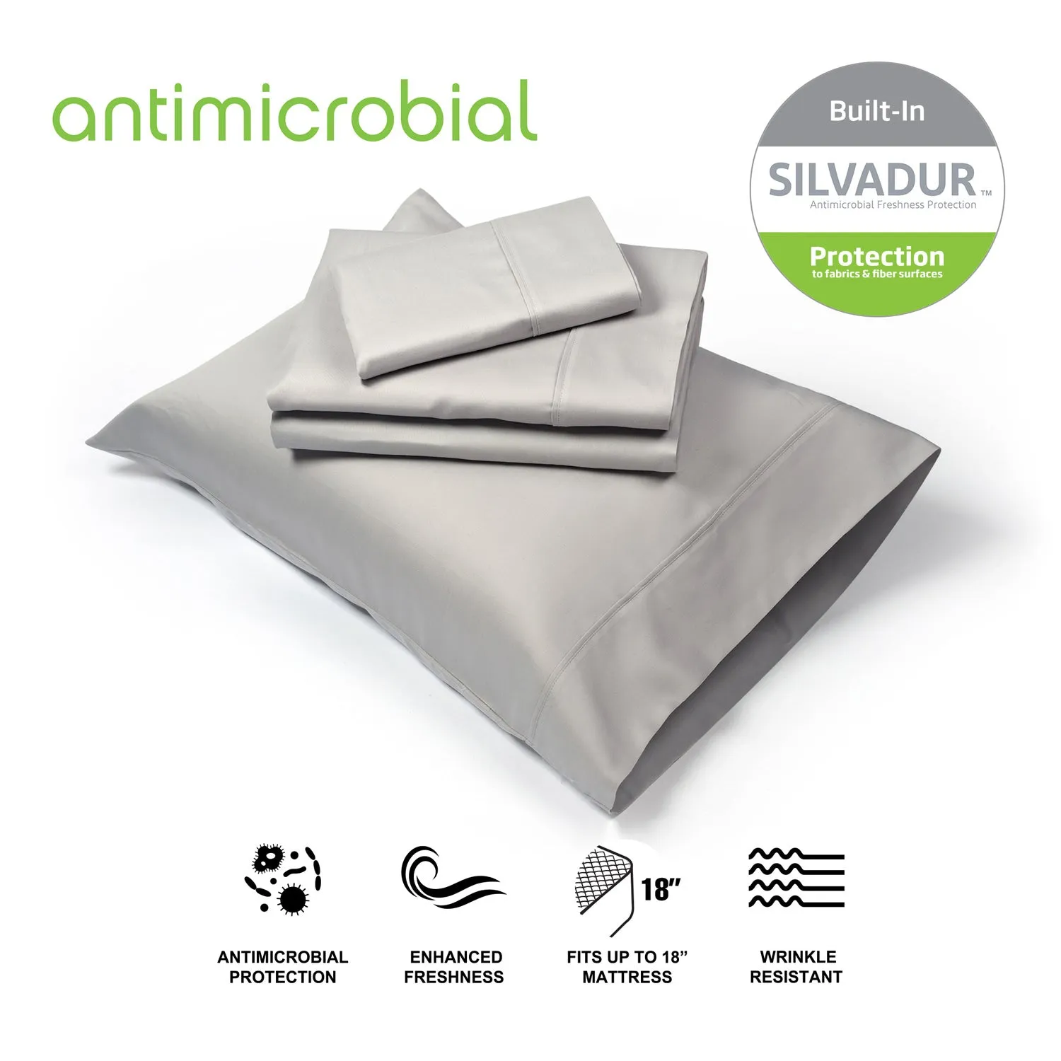 Silvadur 800TC Antimicrobial Protection 4pc Sheet Set