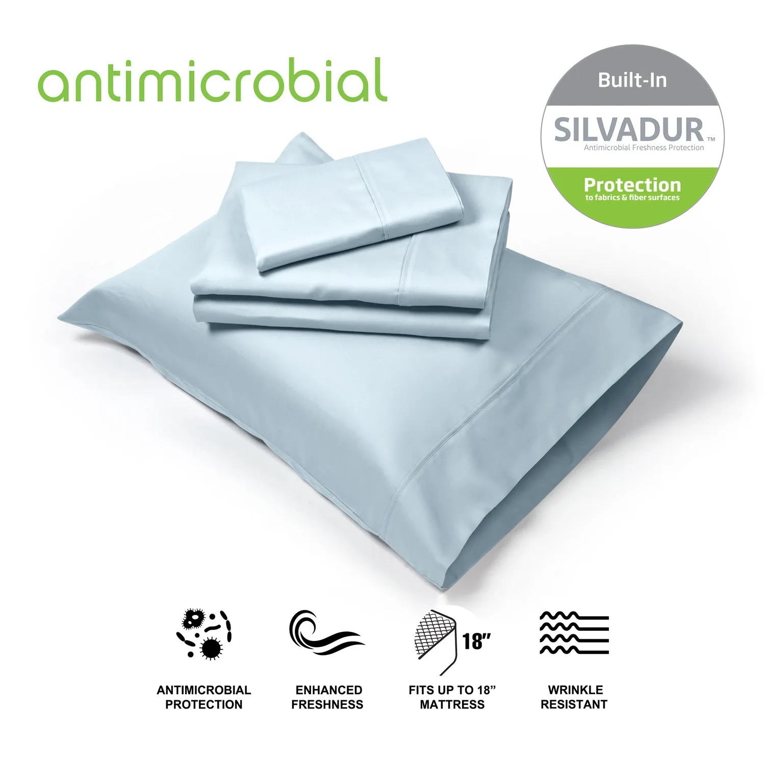 Silvadur 800TC Antimicrobial Protection 4pc Sheet Set