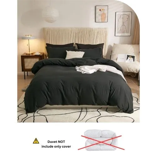 Single size 4 pieces bedding set, Washable Cotton Black Color.