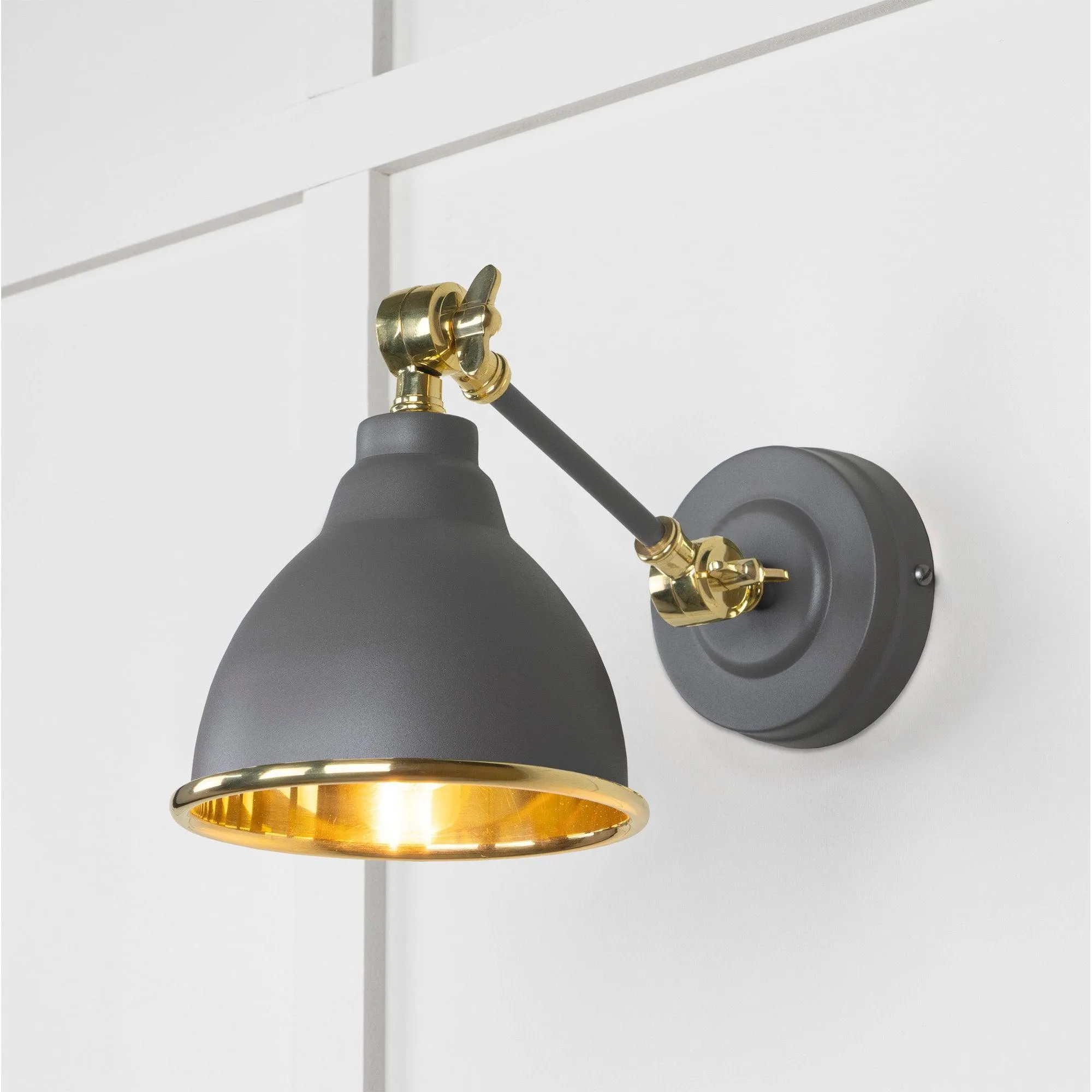 Smooth Brass Brindley Wall Light in Bluff | From The Anvil