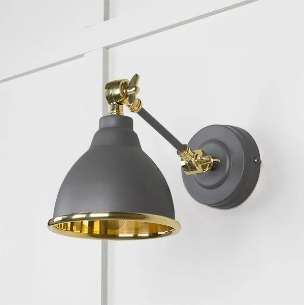 Smooth Brass Brindley Wall Light in Bluff | From The Anvil