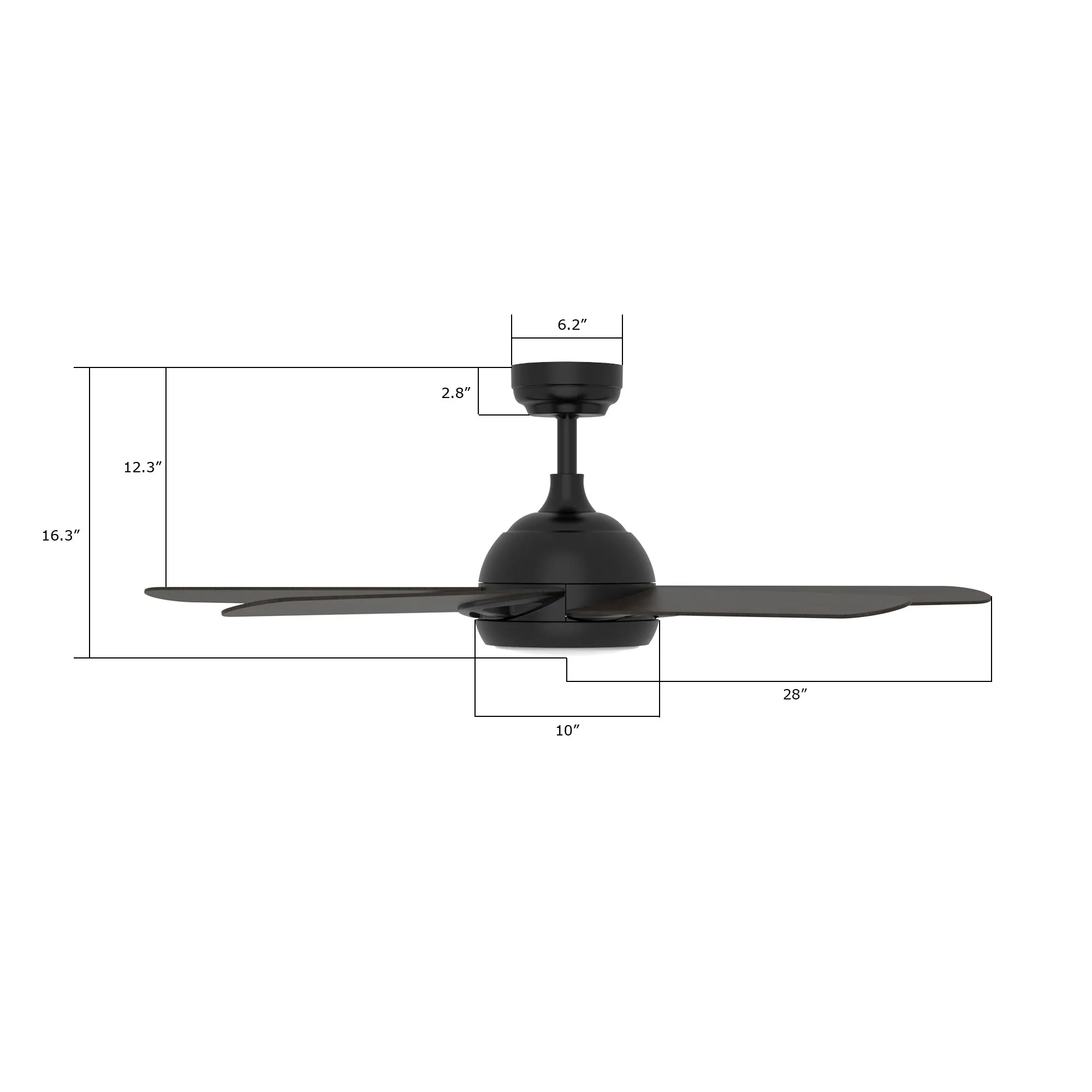 SOLASTA 56 inch 5-Blade Smart Ceiling Fan with LED Light Kit & Remote - Black/Dark Wood