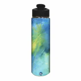 Stainless Steel Sipper Bottle -  Arctic Space Dark Blue and Green Watercolor