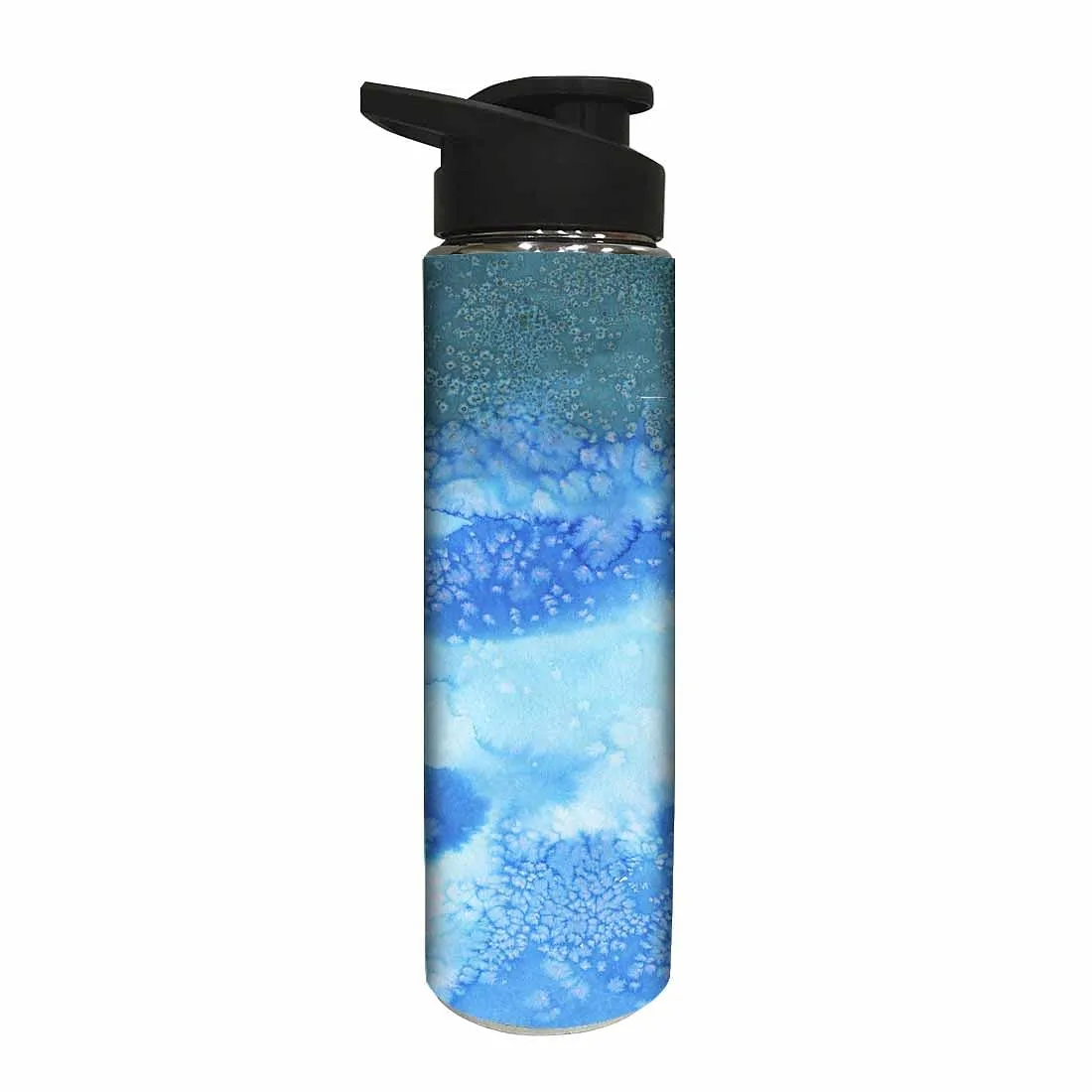 Stainless Steel Water Bottle -  Arctic Space Blue and Green Watercolor