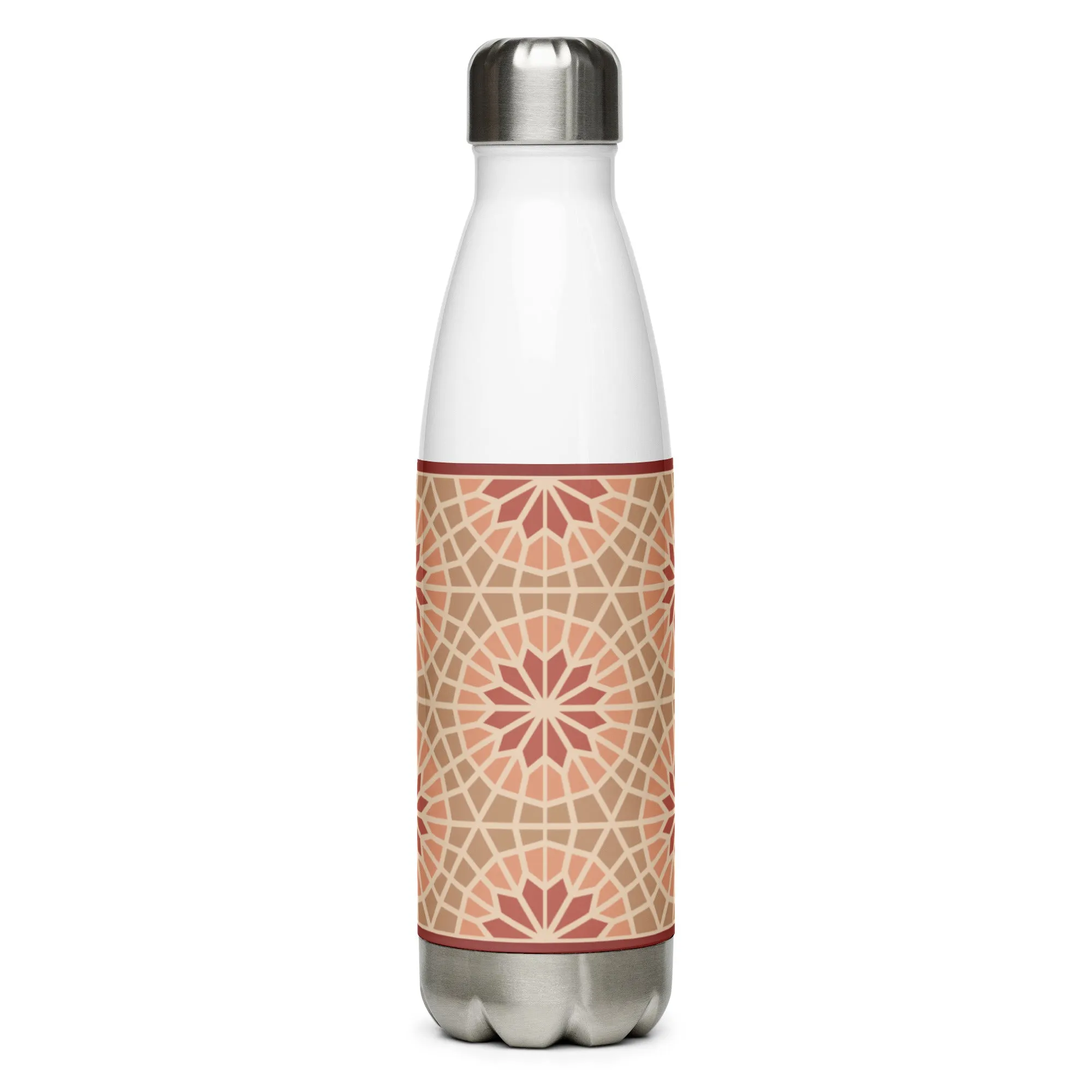 Stainless Steel Water Bottle - Geometric Star in Cocoa and Cream