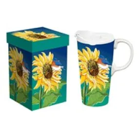 Sunflower Songbird Travel Coffee Mug