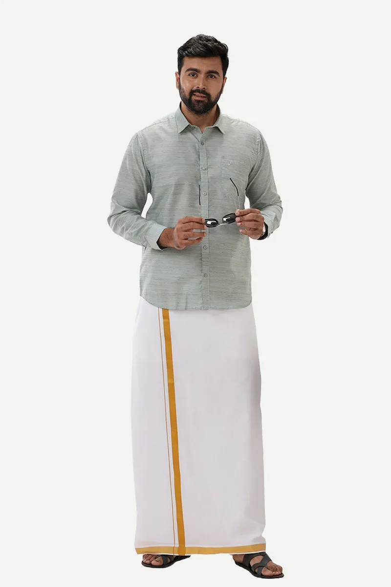 Swaraj - Grayish Blue Silk Shirts For Men | Uathayam