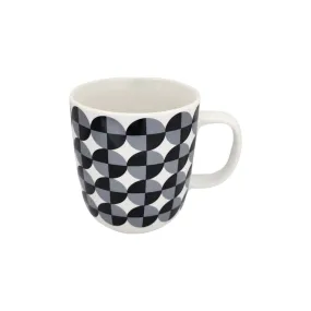 Tazzy Porcelain Coffee Mug 415ml Patterned Black Grey 1pc