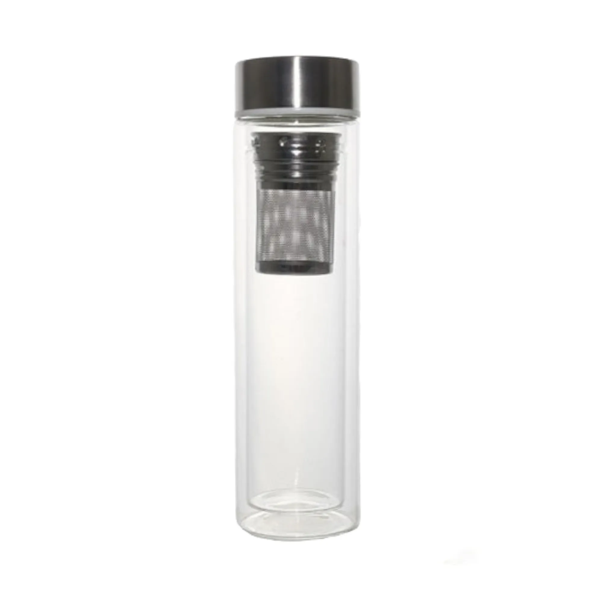 Tea Infuser Double Wall Glass Bottle with Stainless Steel Lid 500ml 27142