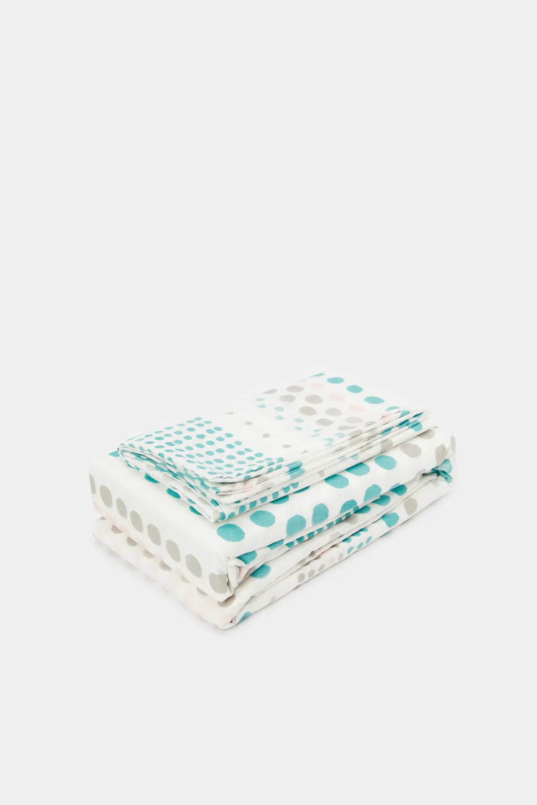 Teal Dotted Print Flat Sheet (Single Size)