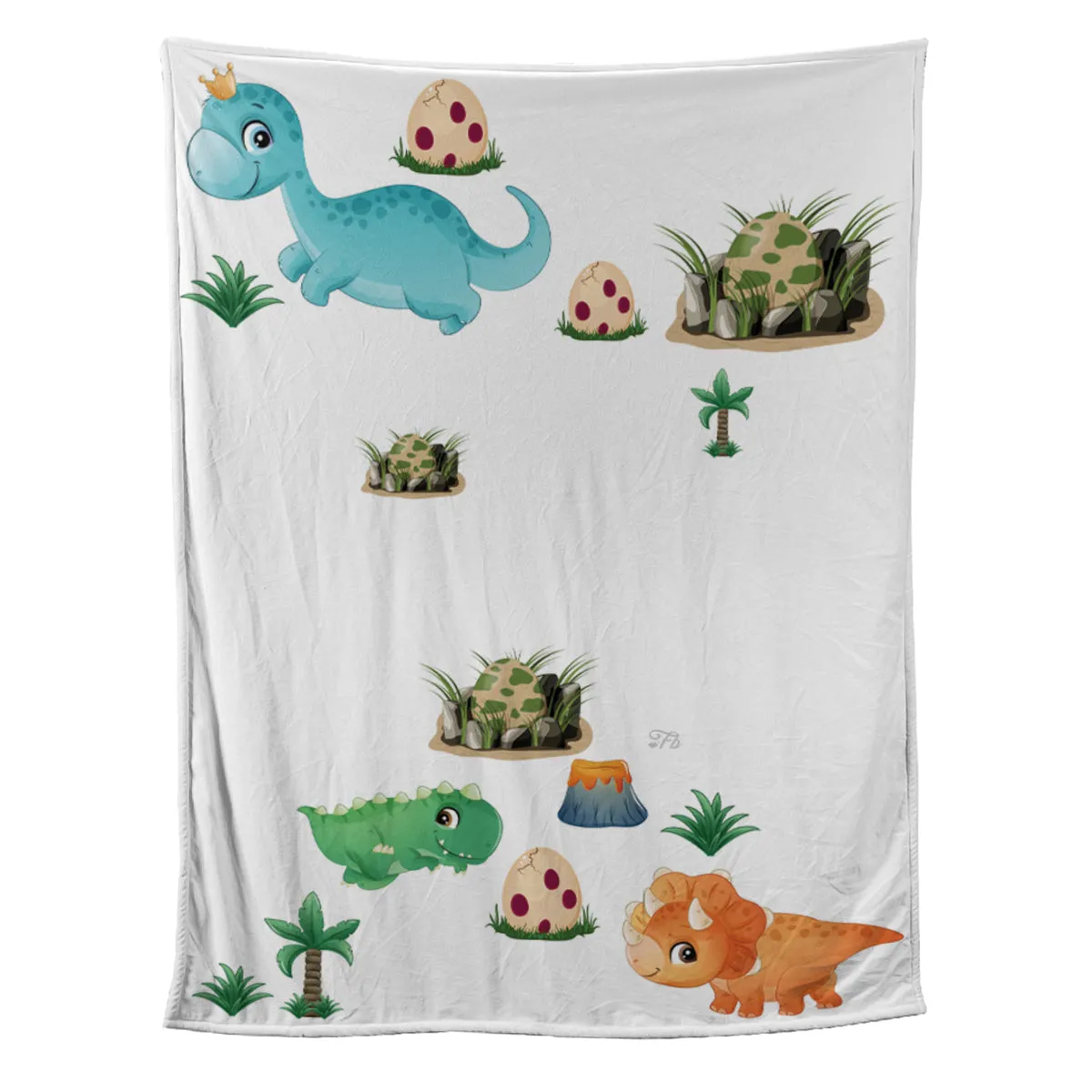 Teesdily | Customized Cute Dinosaurs Kids Blanket Letter Fleece Blanket Dino Chibi Sofa Blanket Custom Baby Blanket Baby Boy Son Toddler Gifts