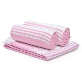 The Better Home 100% Cotton Turkish Bath Towel | Quick Drying Cotton Towel | Light Weight, Soft & Absorbent Turkish Towel (Pack of 3, Pink)