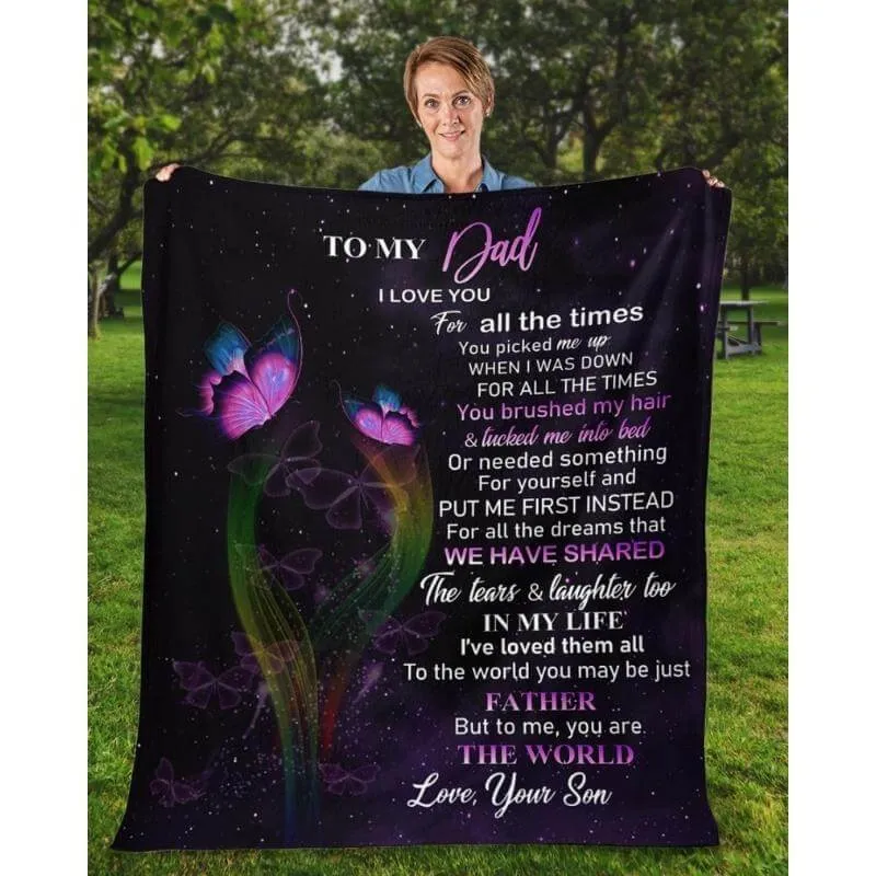 To My Dad - From Son - Butterfly A319 - Premium Blanket