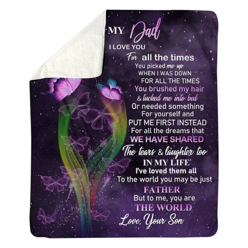 To My Dad - From Son - Butterfly A319 - Premium Blanket