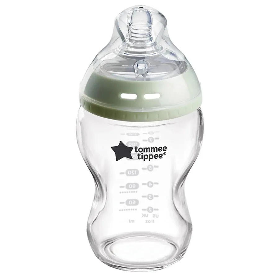 Tommee Tippee Closer to Nature Glass Feeding Bottle, 250ml x 1 (Clear)