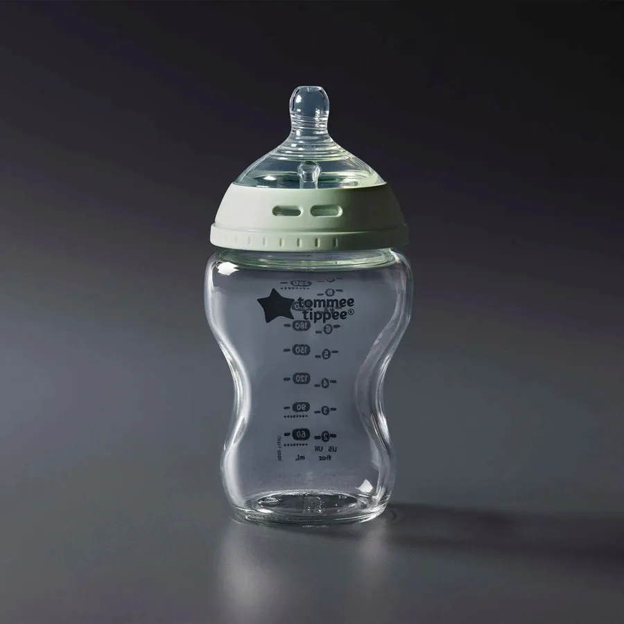 Tommee Tippee Closer to Nature Glass Feeding Bottle, 250ml x 1 (Clear)