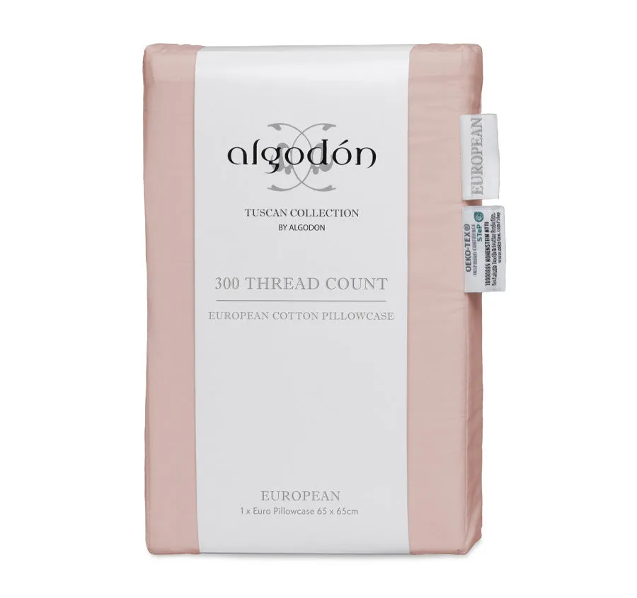 Tuscan Collection Cotton Percale European Pillowcase Blush