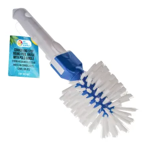 U.S. Pool Supply Corner and Step Round Pool Brush with Pole Handle - Strong Nylon Bristles Scrub Clean Corners, Steps, Stairs, Spa Jets, Remove Debris