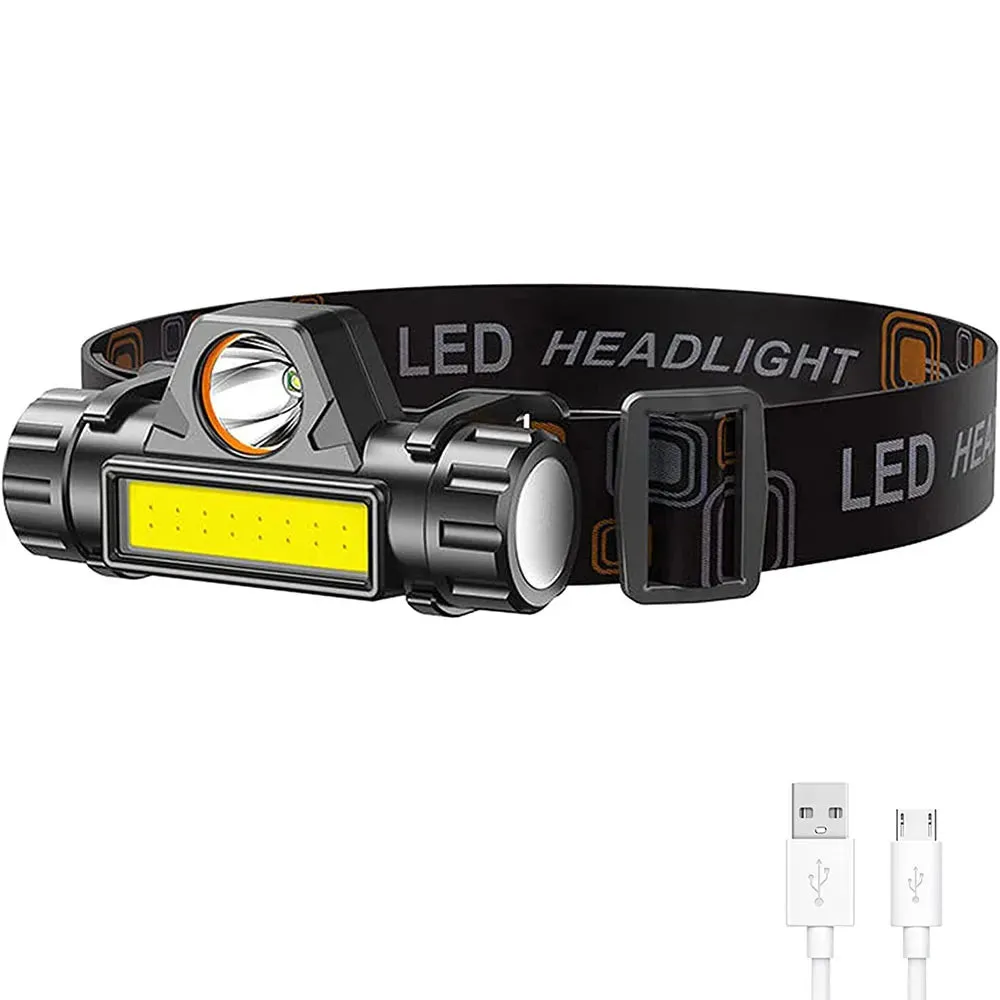 USB Rechargeable Portable Mini Powerful LED Headlamp XPE COB Hunting Headlight Waterproof Head Torch with Tail Magnetic