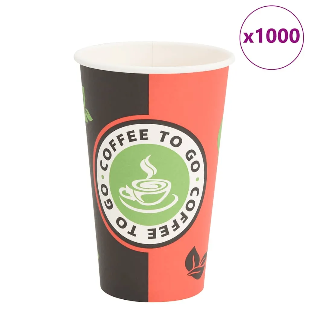 vidaXL Paper Coffee Cups 1000 pcs 16oz 400ml Red and Black