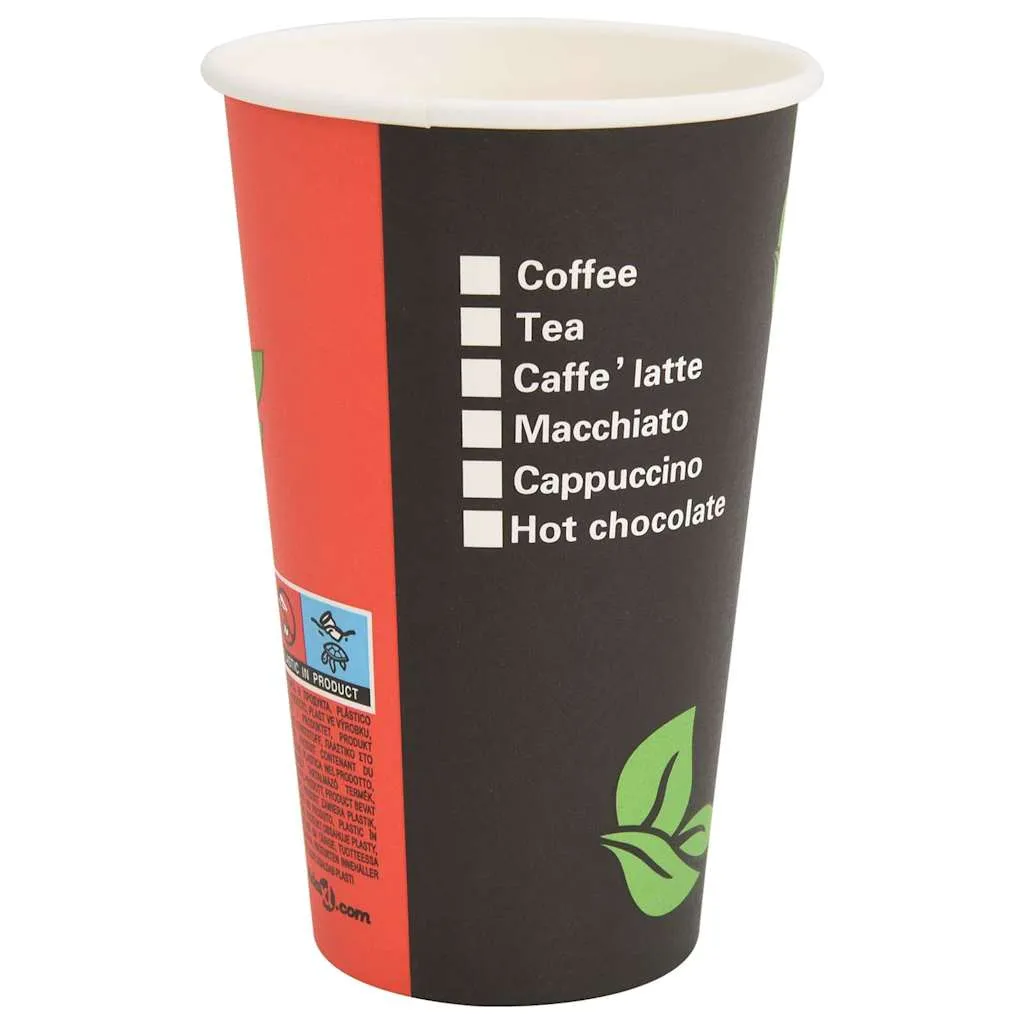 vidaXL Paper Coffee Cups 1000 pcs 16oz 400ml Red and Black