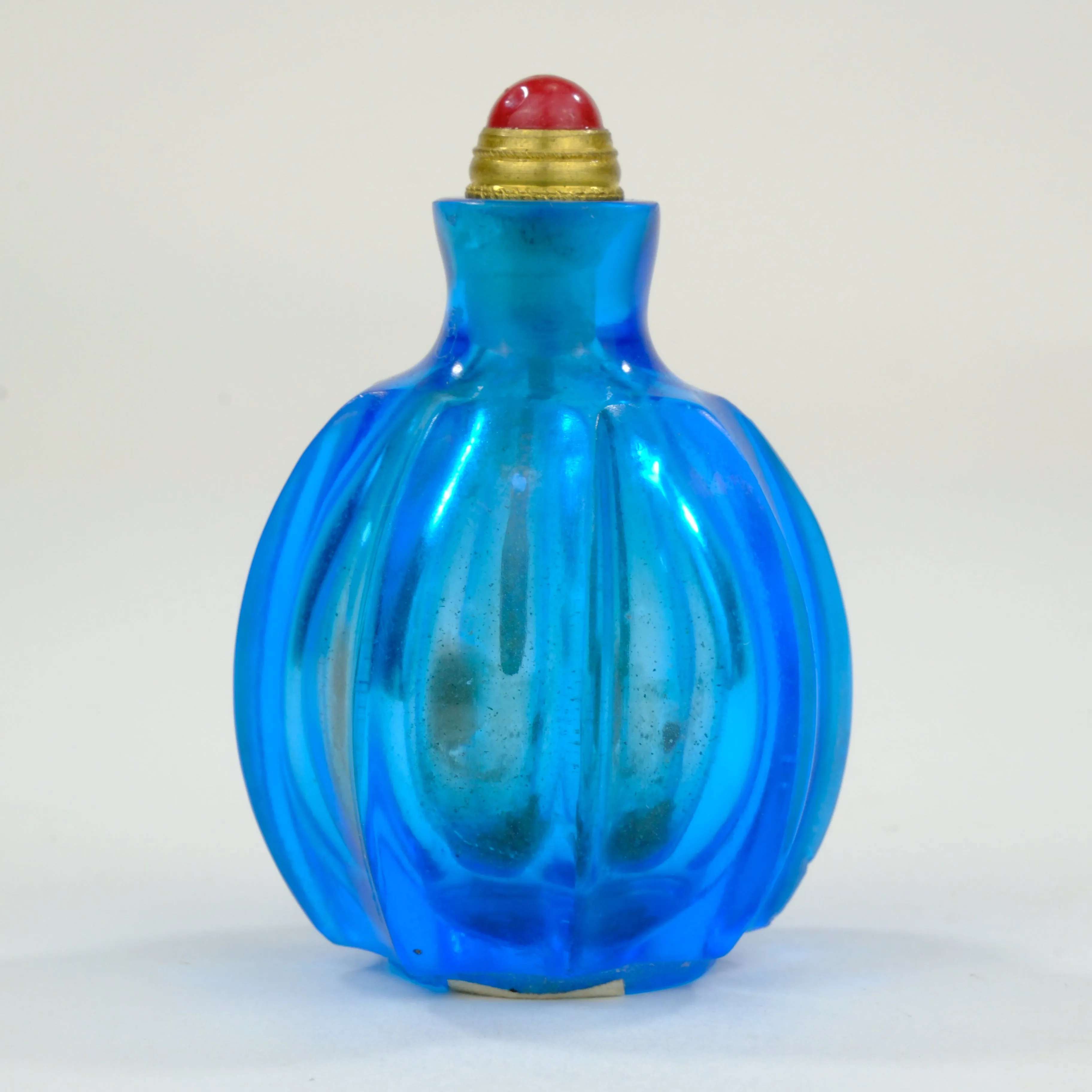 Vintage Chinese Cobalt Blue Glass Snuff Bottle 2.5"