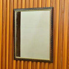 Vintage Look Wooden Frame Mirror with Golden Touch