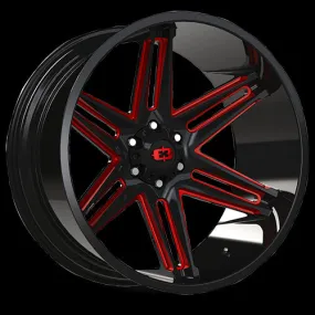 Vision Off-Road 363 Razor 22X10 8X180 -19mm Gloss Black Milled Spoke with Red