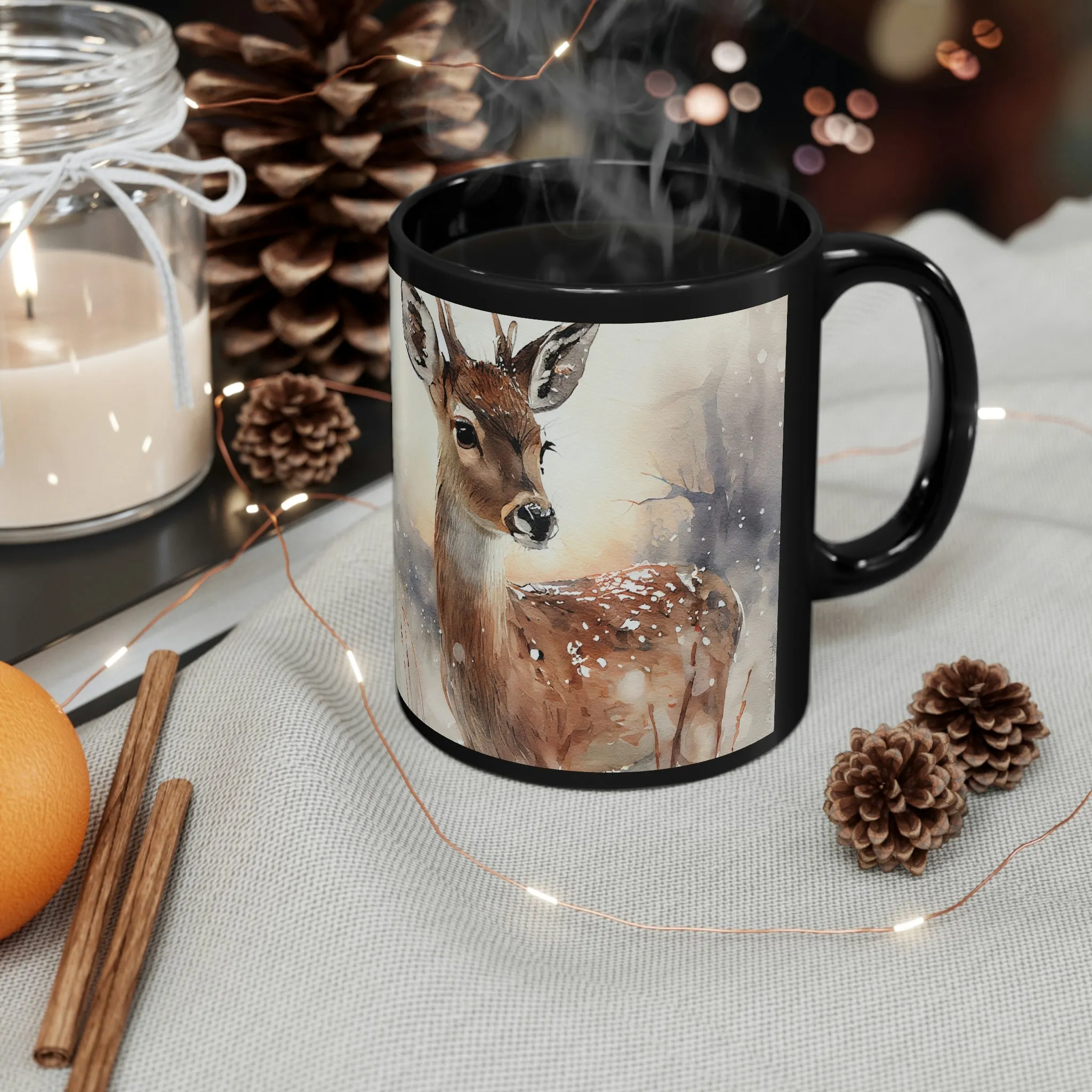 Winter Deer 03 - Black mug 11oz