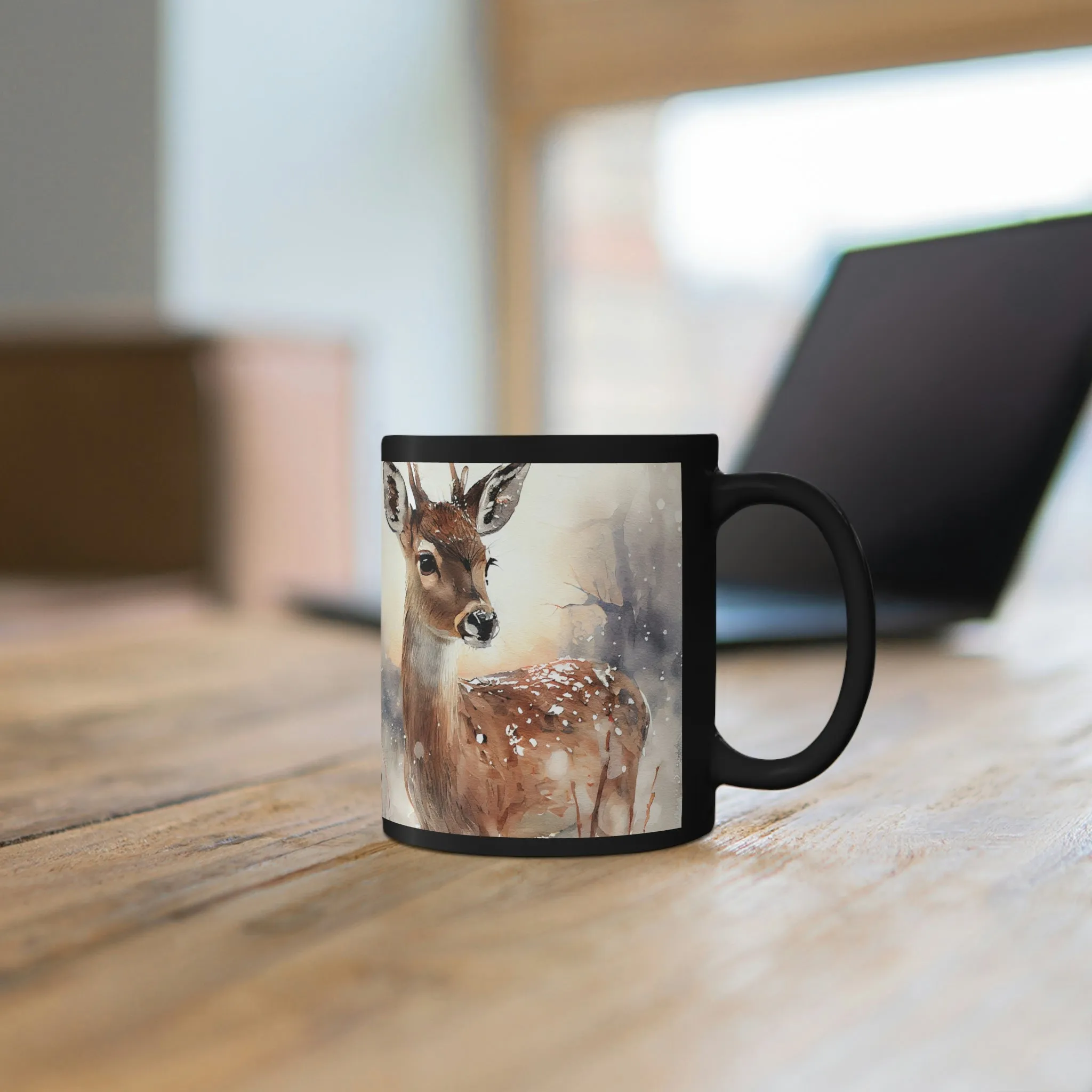 Winter Deer 03 - Black mug 11oz