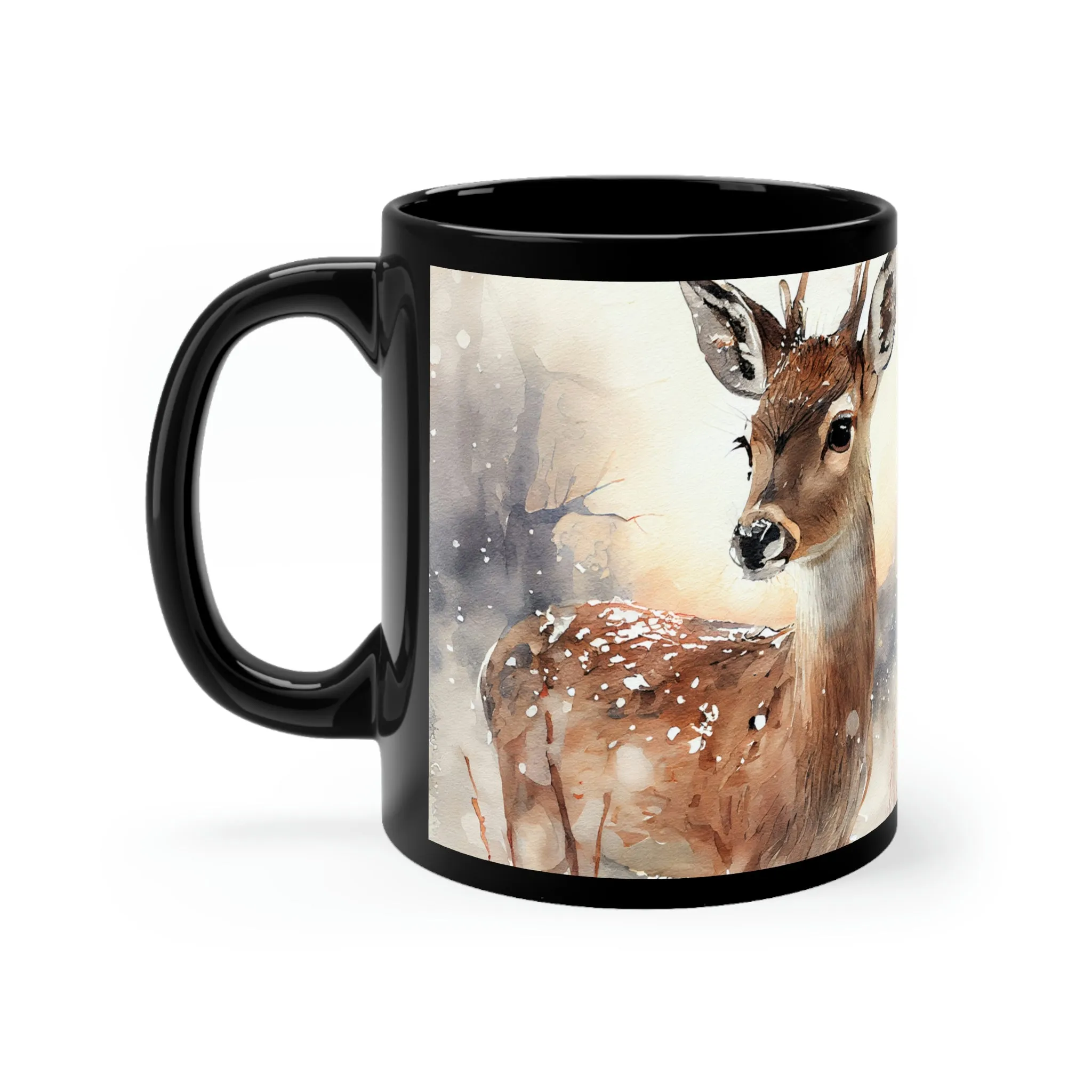 Winter Deer 03 - Black mug 11oz