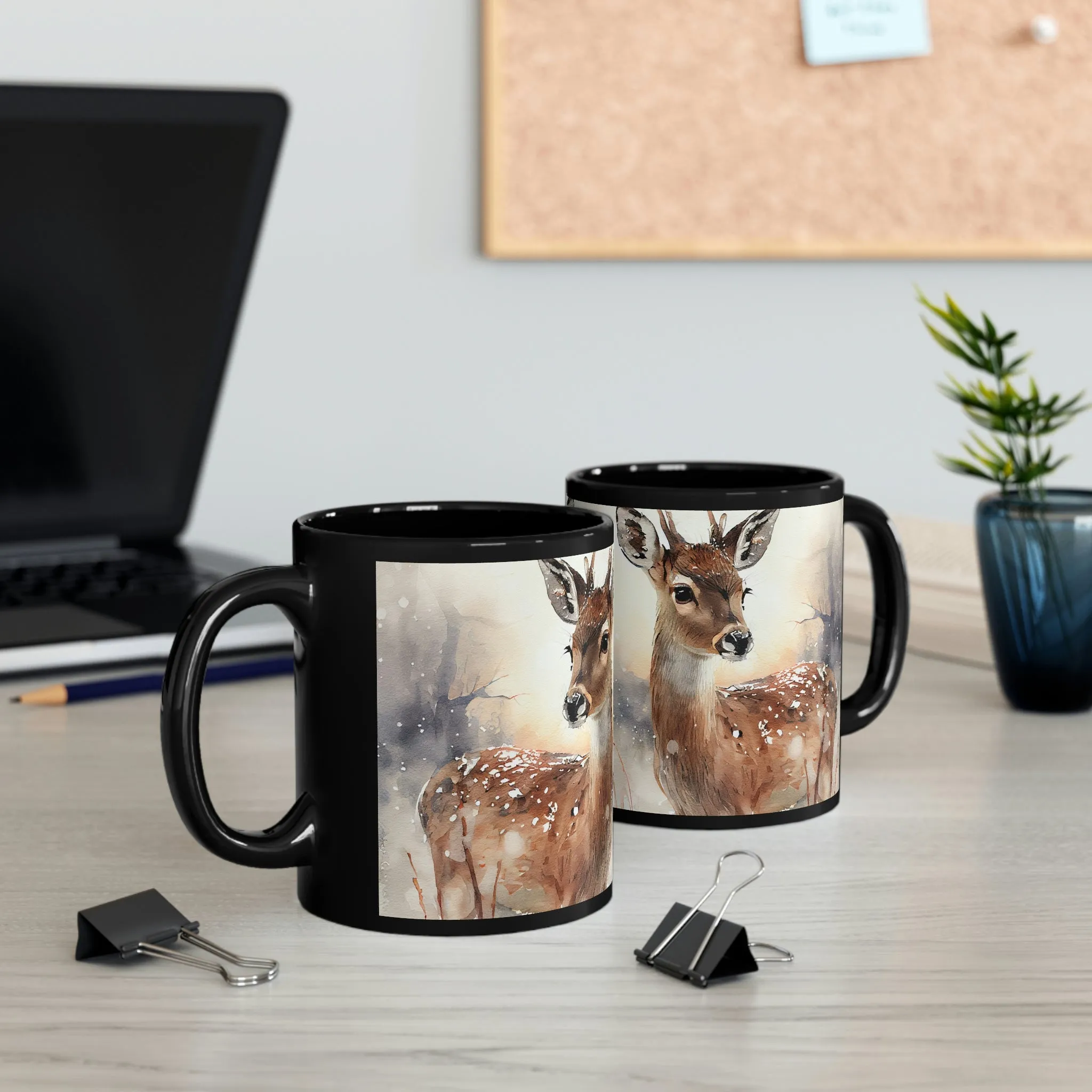 Winter Deer 03 - Black mug 11oz