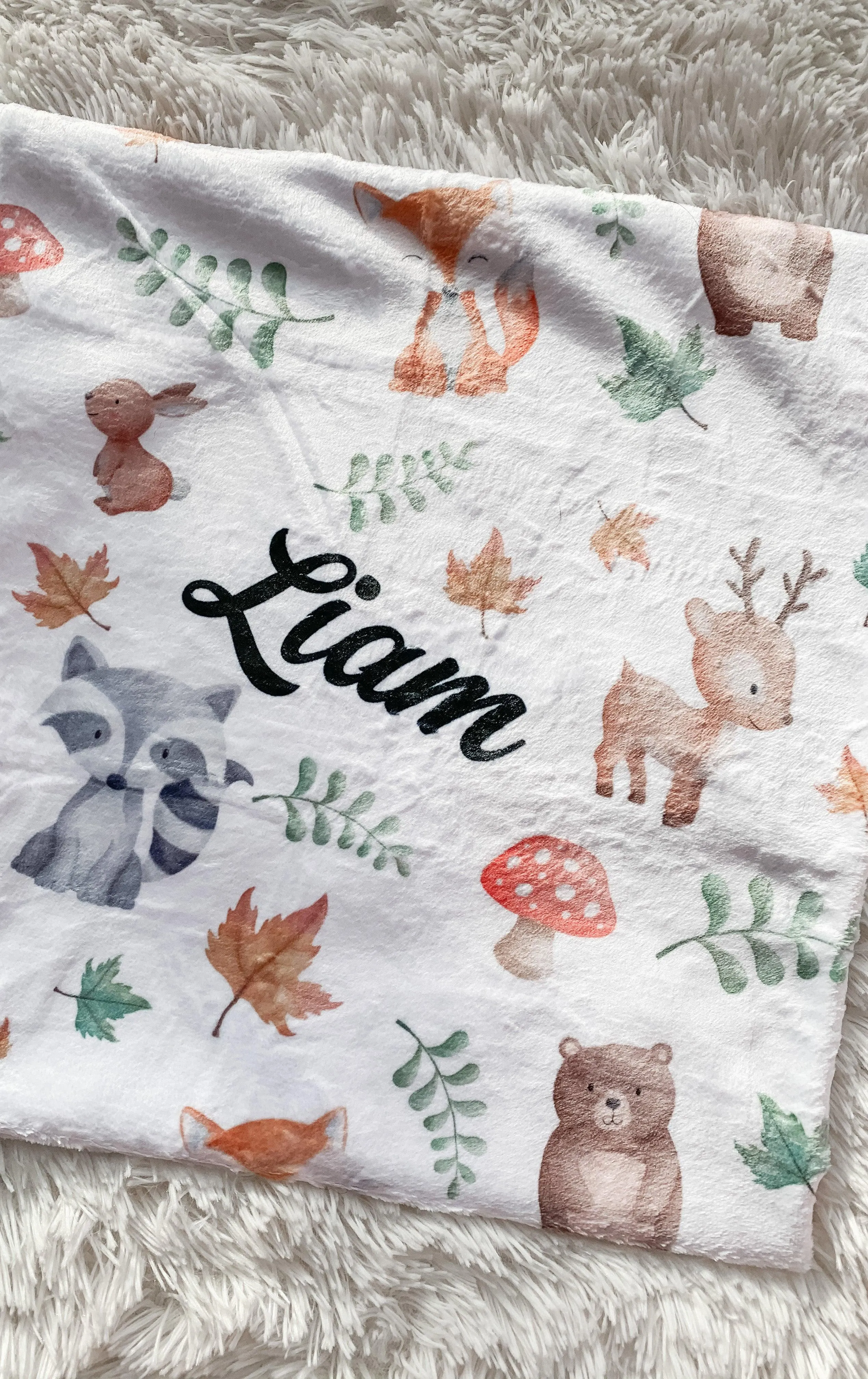 Woodland Wonderland Personalized Minky Blanket (Smooth Minky)