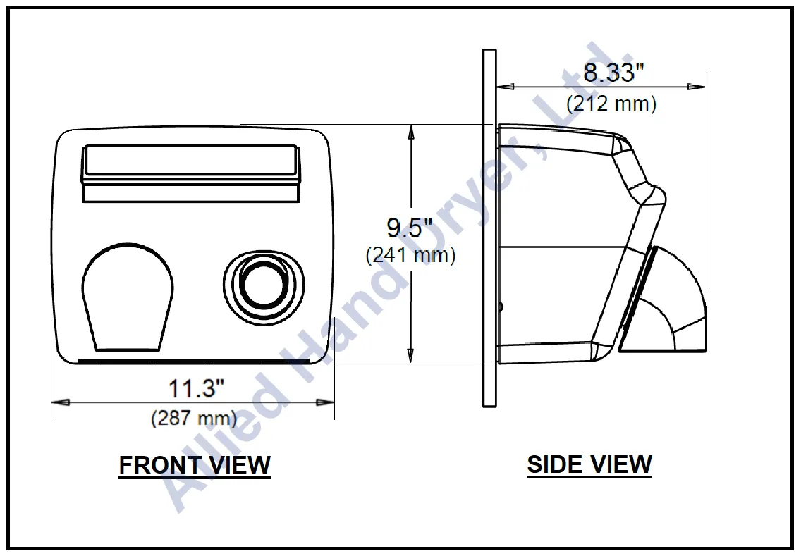 WORLD DRYER® A5-974 Model A Series Hand Dryer - Cast-Iron White Porcelain Push Button Surface-Mounted