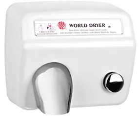 WORLD DRYER® A5-974 Model A Series Hand Dryer - Cast-Iron White Porcelain Push Button Surface-Mounted