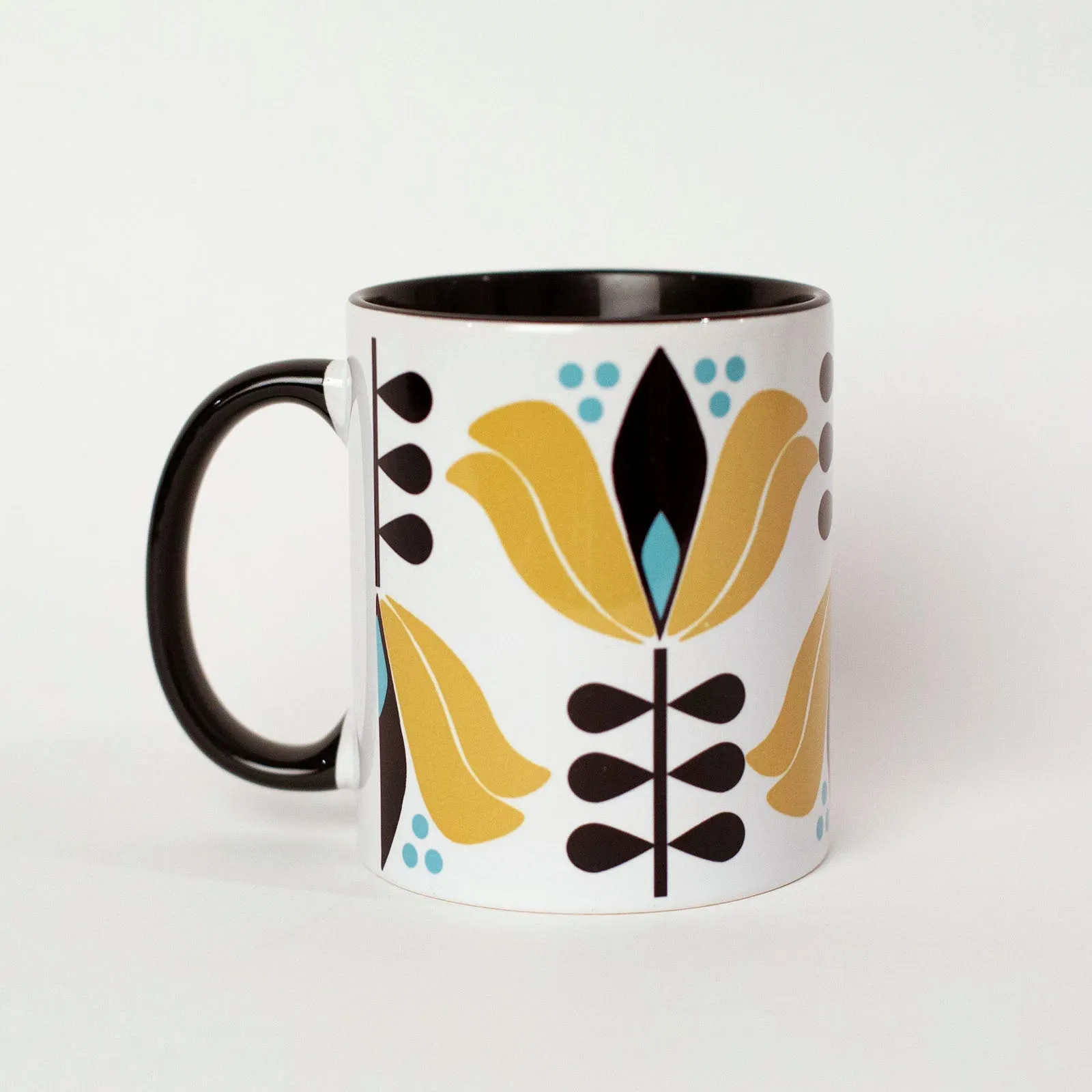 Yellow Lotus Flower Mid Century Modern Coffee Mug