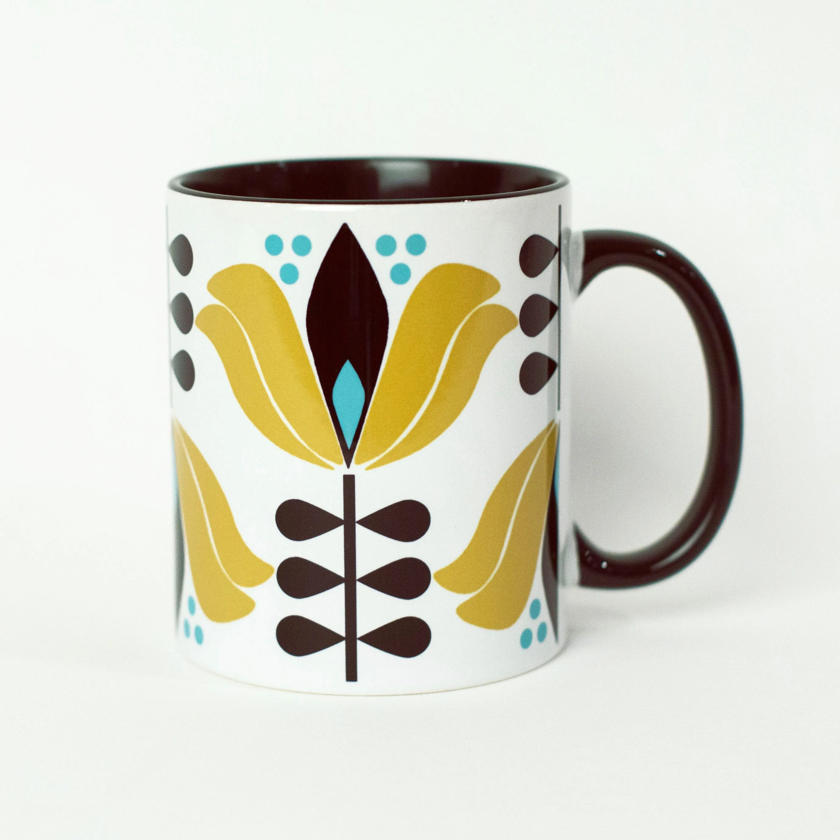 Yellow Lotus Flower Mid Century Modern Coffee Mug