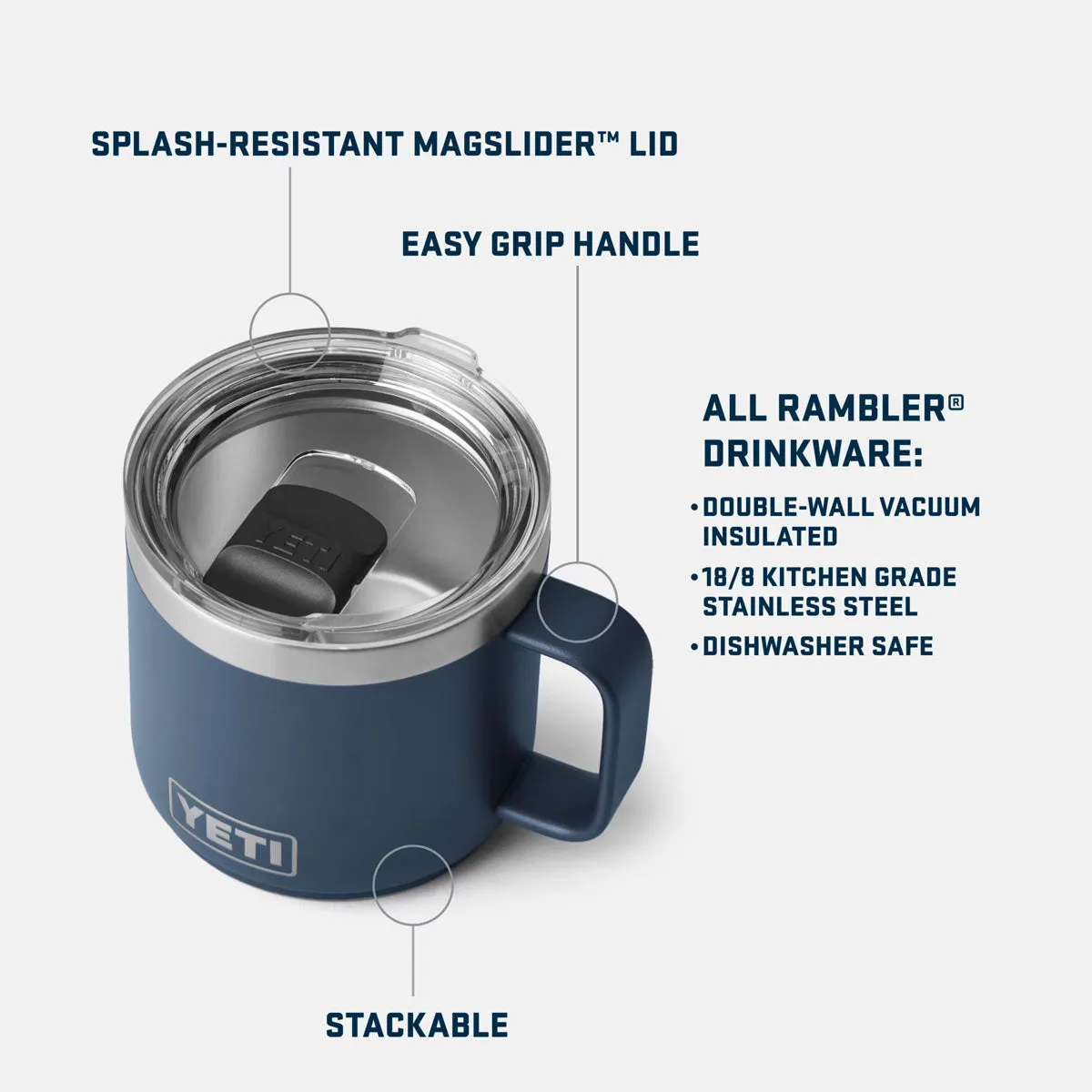 YETI Rambler 14 oz. Stackable Mug with MagSlider Lid, Seafoam