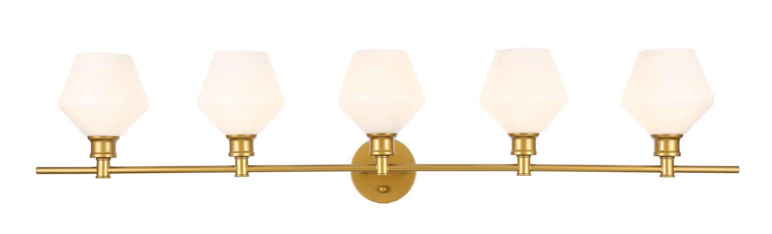 ZC121-LD2325BR - Living District: Gene 5 light Brass and Frosted white glass Wall sconce