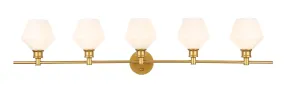 ZC121-LD2325BR - Living District: Gene 5 light Brass and Frosted white glass Wall sconce